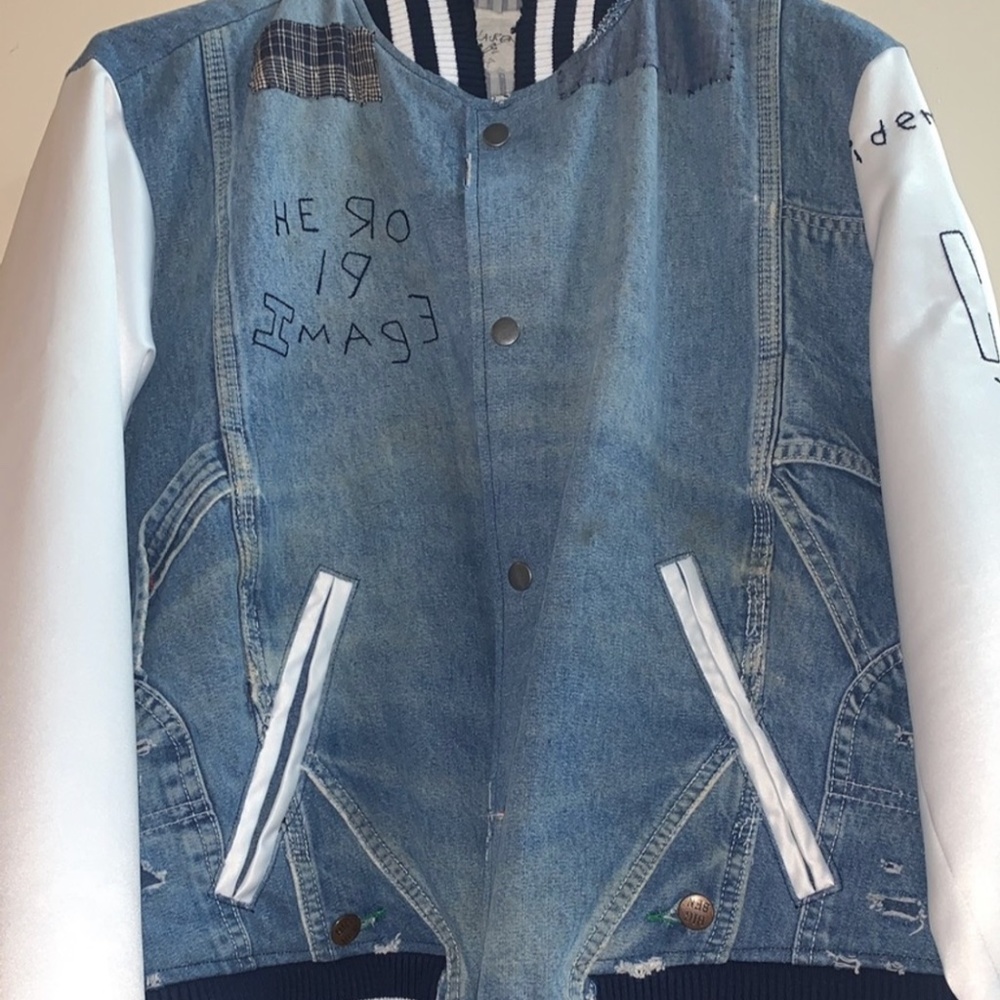 Greg Lauren Denim & Satin varsity Jacket